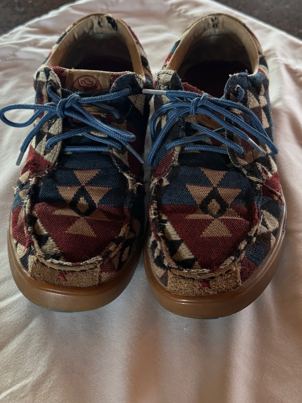 Twisted X Men’s 8.5 Aztec Pattern Moc Toe Casual Lace Up Shoes